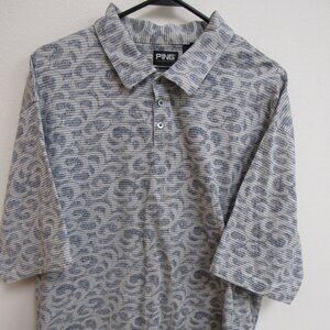 Ping Collection Mercerized Cotton Paisley Short-Sleeve Golf Polo Shirt XL